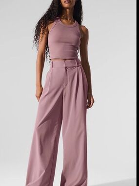 ALO Yoga Mauve Pink Wide-Leg High-Rise Trousers